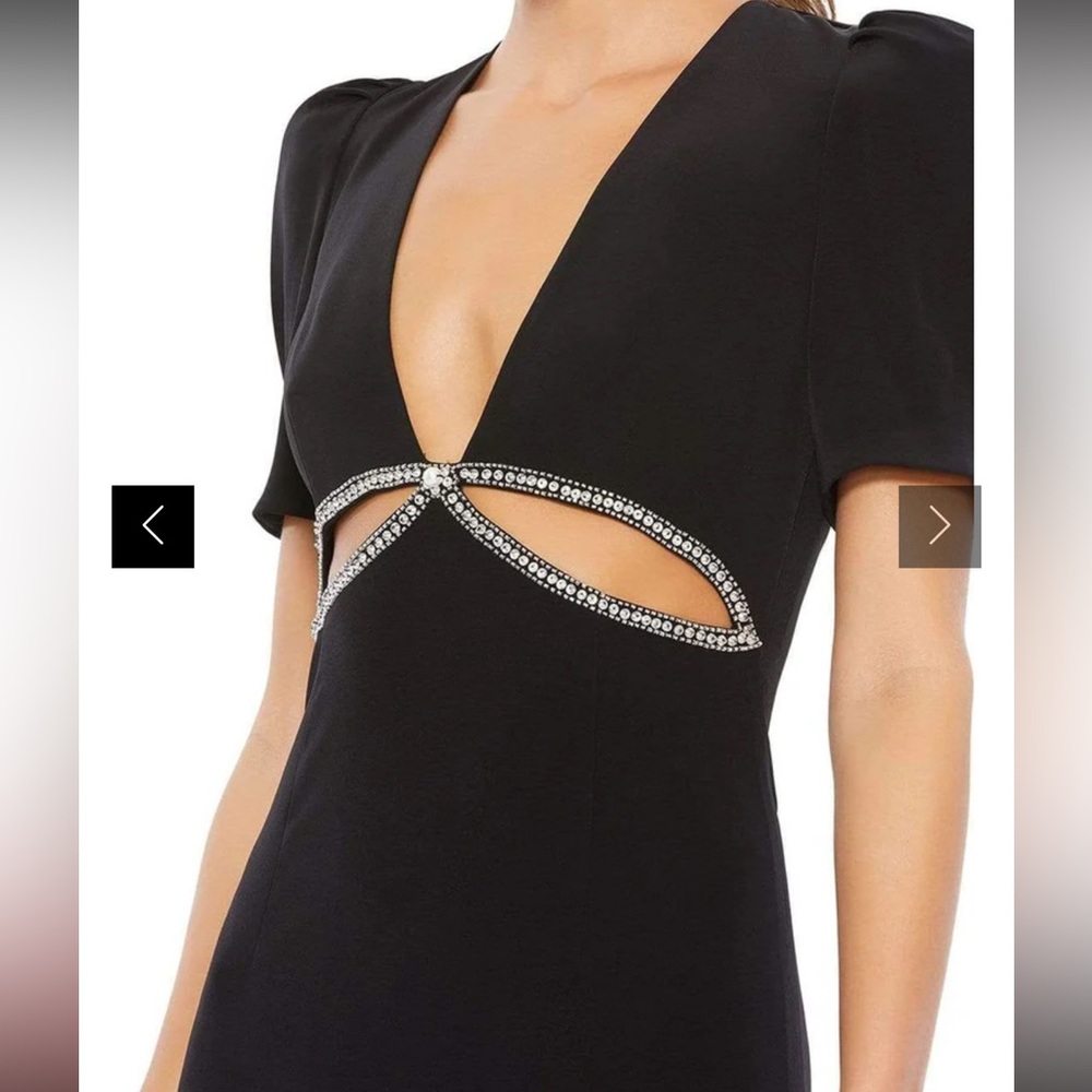 Mac Duggal Black Maxi Dress with Rhinestone Accents - Picture 2 of 9